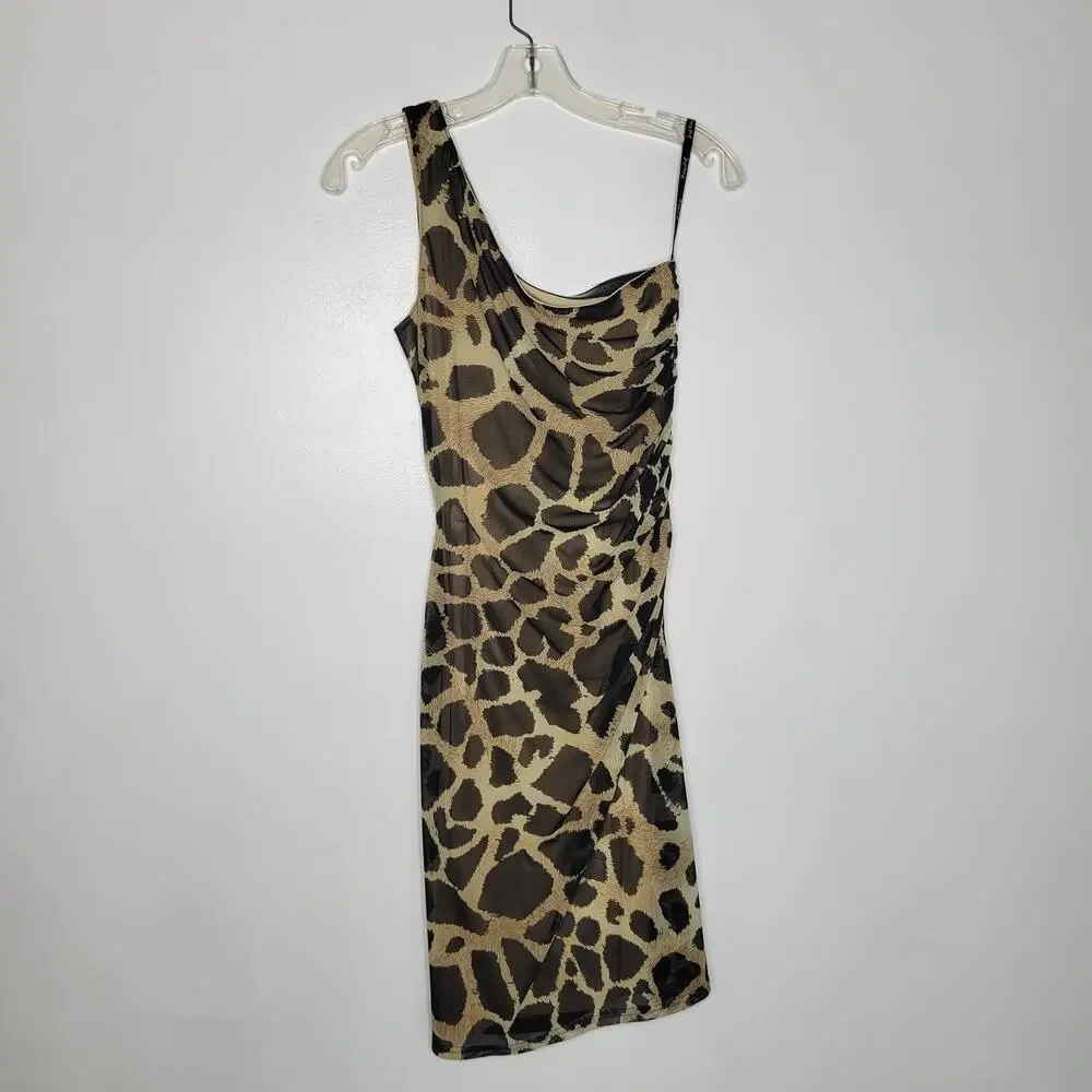 Joseph Ribkoff One Shoulder Bodycon Dress Animal Print Sexy Night Out Women 2 - Picture 9 of 12